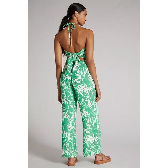 Faithfull the Brand Manora Halter Jumpsuit El Marsa Floral Green Size Medium NEW - Picture 3 of 11
